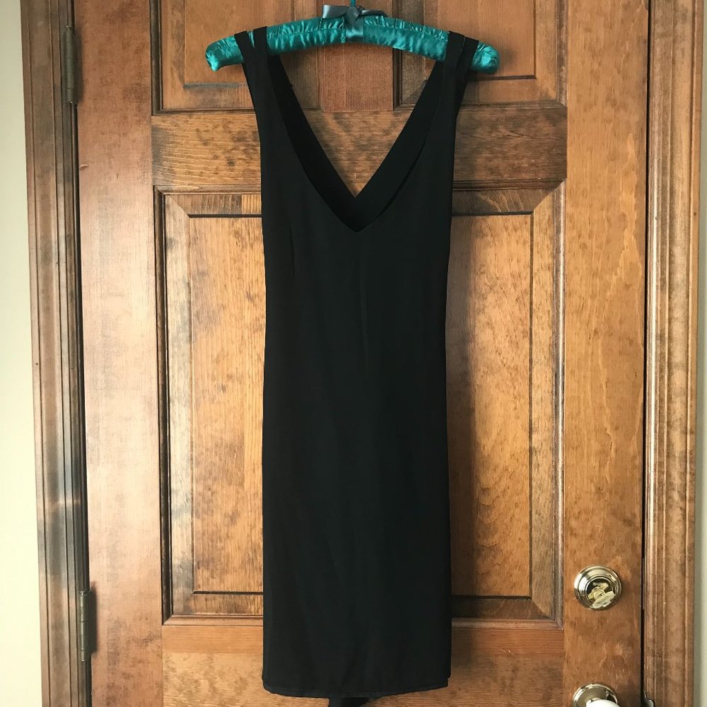 Naked Zebra Black Deep V/Open Back w/Double Crisscross Straps Dress Small